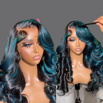 LovelyRLovely highlight Blue Human Hair Wigs LovelyRLovely Highlight Blue Human Hair Wigs