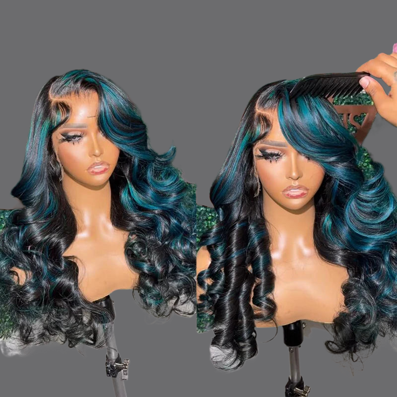 LovelyRLovely highlight Blue Human Hair Wigs LovelyRLovely Highlight Blue Human Hair Wigs