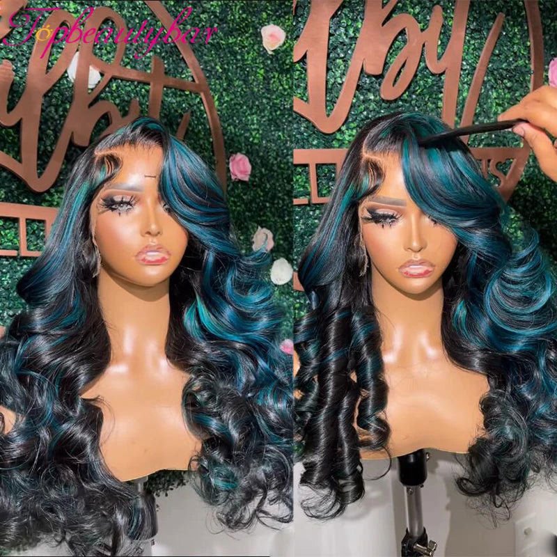 LovelyRLovely highlight Blue Human Hair Wigs LovelyRLovely Highlight Blue Human Hair Wigs