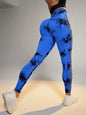 LovelyRLovely Hollow Tie Dye Printed Yoga Pants High W Dark Blue / L LovelyRLovely Hollow High Waist Butt Lift Tie Dye Printed Yoga Pants