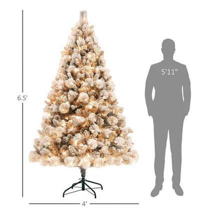 LovelyRLovely HOMCOM 6.5 Ft Pre-Lit Artificial Xmas Tr Green HOMCOM 6.5 Ft Pre-Lit Artificial Xmas Tree With 350 Lights