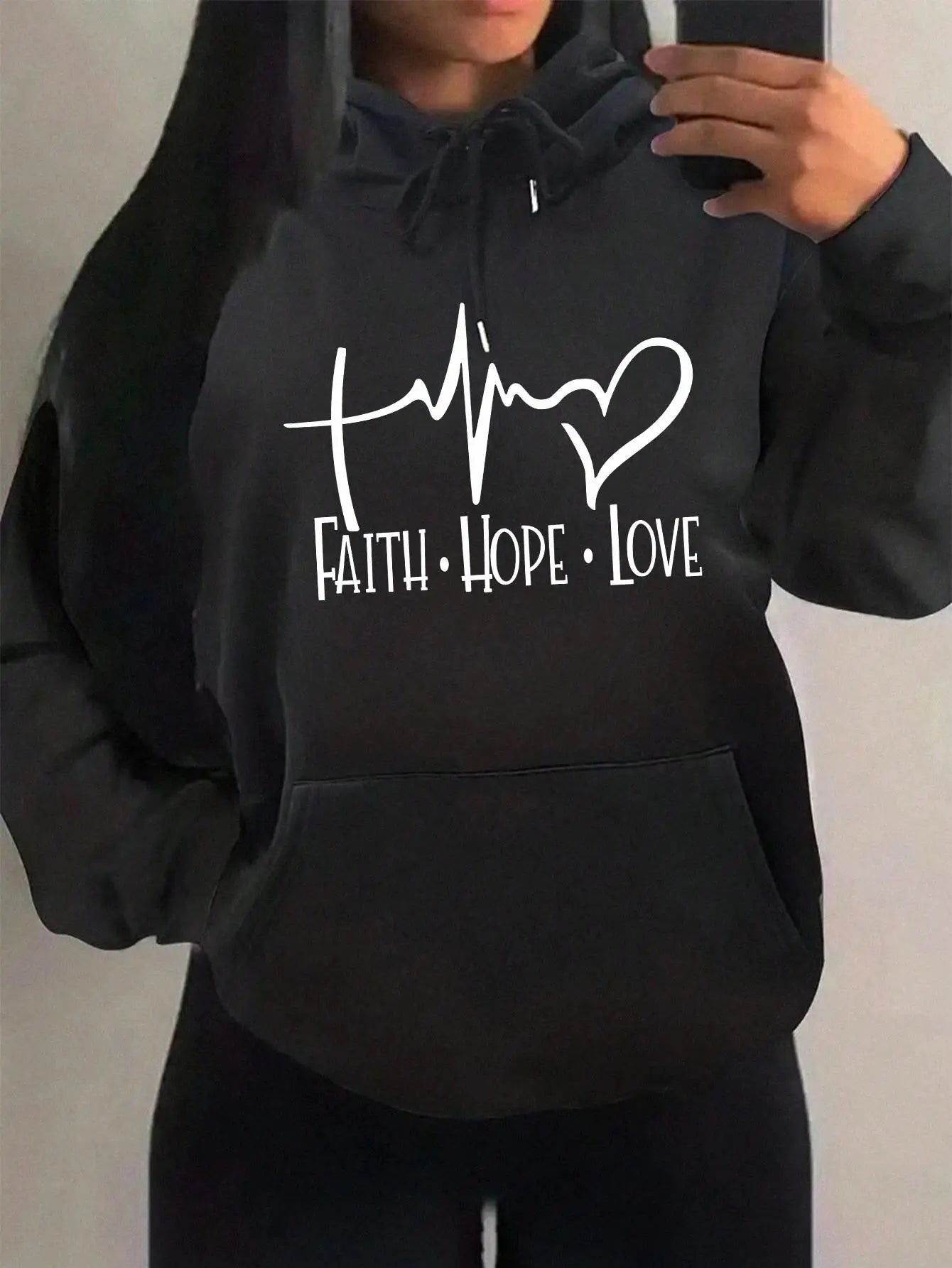 LovelyRLovely hoodie black-Y0167h / S LovelyRLovely Women's Faith Hope Love Graphic Hoodie