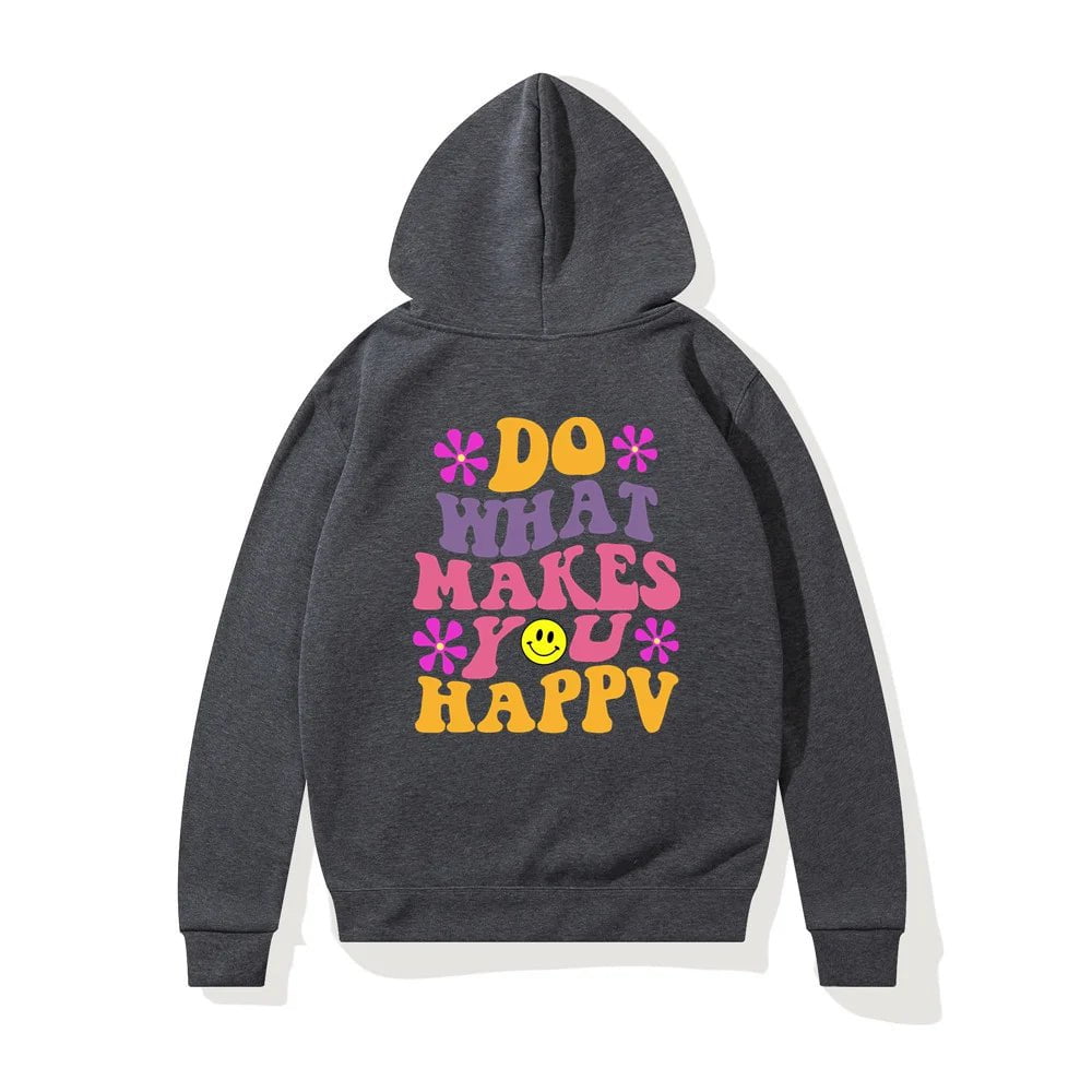 LovelyRLovely hoodie dark gray  5071 / S LovelyRLovely Women's Do What Makes You Happy Printed Hoodie