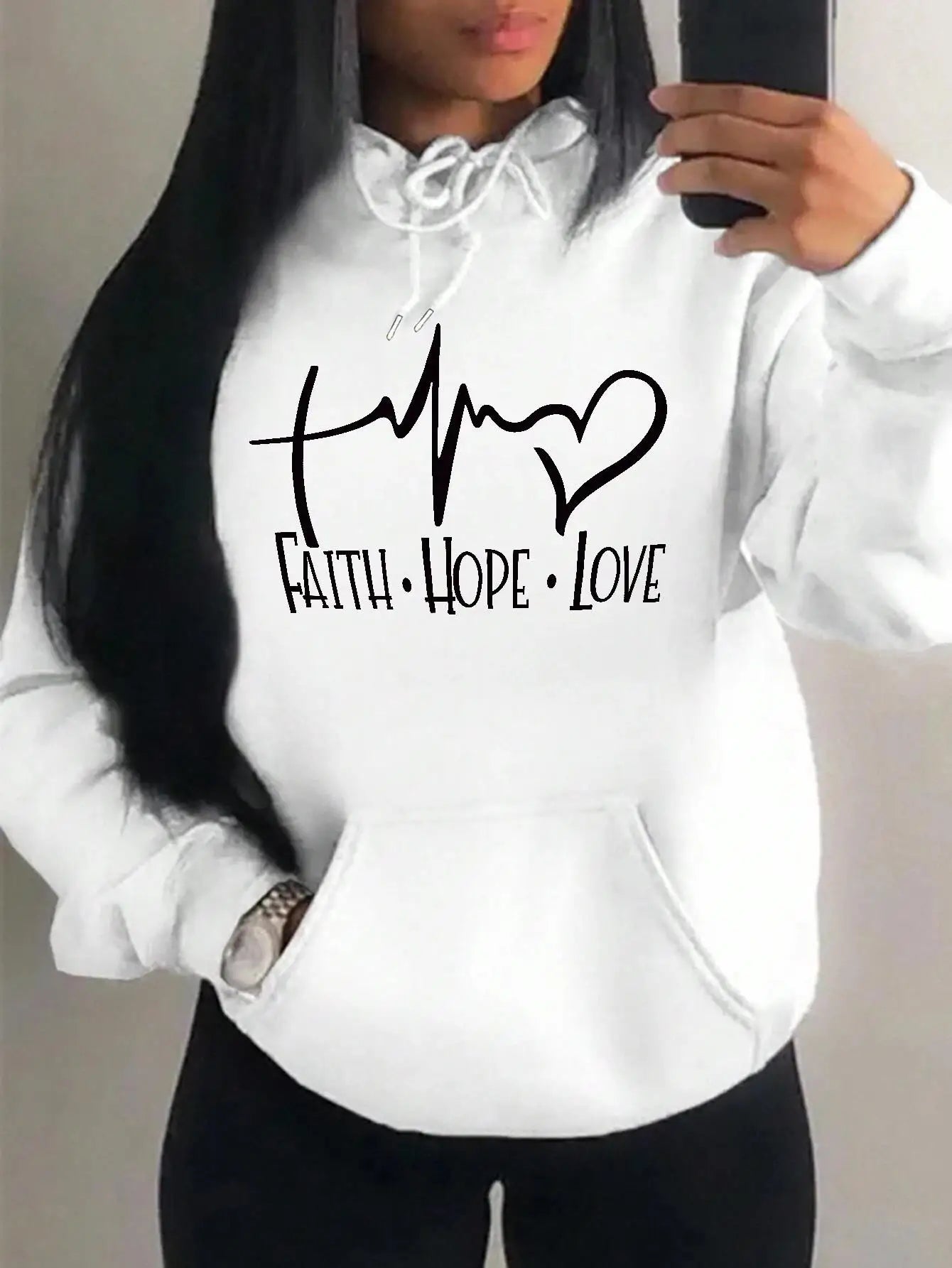 LovelyRLovely hoodie white-Y0167 / XXL LovelyRLovely Women's Faith Hope Love Graphic Hoodie