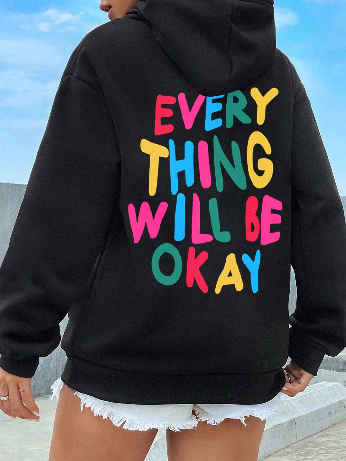 LovelyRLovely hoodie WY-black-22363 / XXL LovelyRLovely Women's Everything Will Be Okay Printed Hoodies