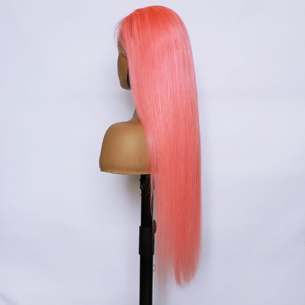 LovelyRLovely Human Hair 13x4 Front Lace Light Pink St LovelyRLovely Human Hair 13x4 Front Lace Light Pink Straight Stripe Wig