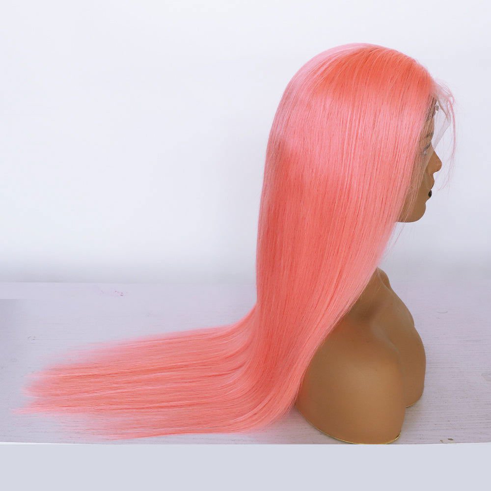 LovelyRLovely Human Hair 13x4 Front Lace Light Pink St LovelyRLovely Human Hair 13x4 Front Lace Light Pink Straight Stripe Wig