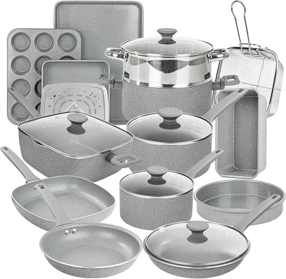 LovelyRLovely kitchen Gray Speckle / United States LovelyRLovely 20Pcs Non Stick Cookware Set