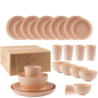 LovelyRLovely kitchen Pink LovelyRLovely 24Pcs Unbreakable Wheat Straw Dinnerware Set