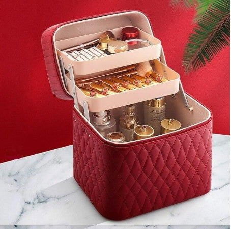 LovelyRLovely Korean Style Portable Cosmetics Storage Box 629garnet red LovelyRLovely Large Capacity Korean Style Portable Cosmetics Storage Box