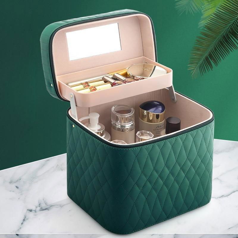 LovelyRLovely Korean Style Portable Cosmetics Storage Box One piece box dark green LovelyRLovely Large Capacity Korean Style Portable Cosmetics Storage Box