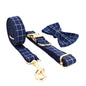 LovelyRLovely Leash Bow Collar Leash Set / S LovelyRLovely Dark Blue Check Dog Bow Collar Harness Set