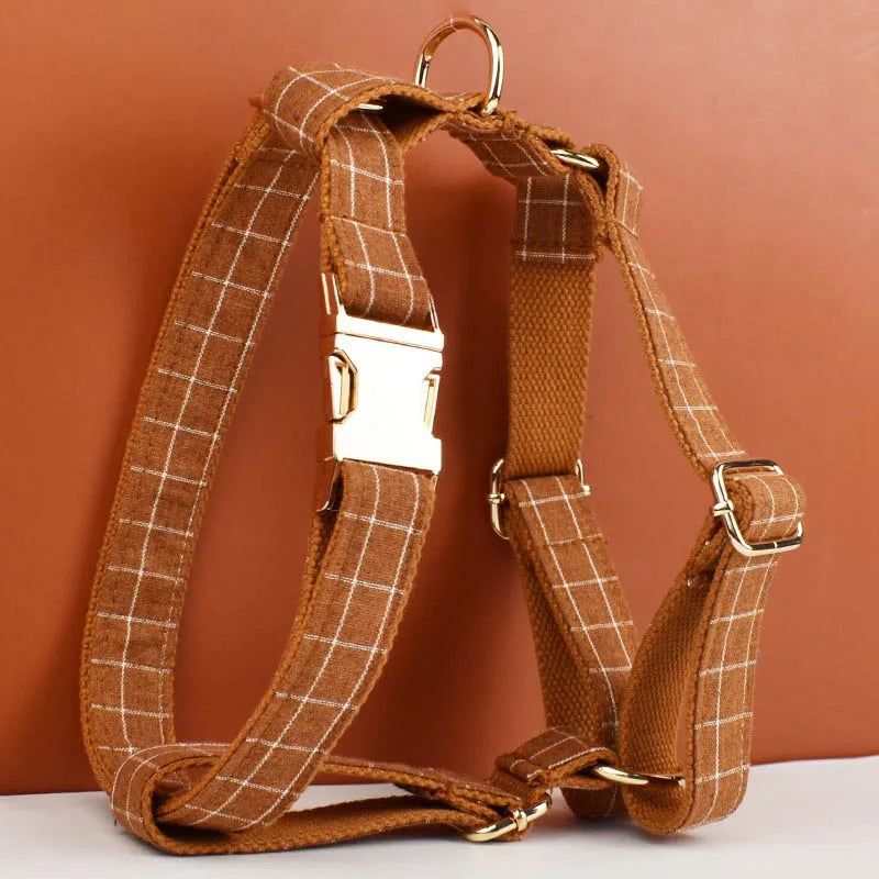 LovelyRLovely Leash LovelyRLovely Brown Grid Soft Cotton Pet Accessories