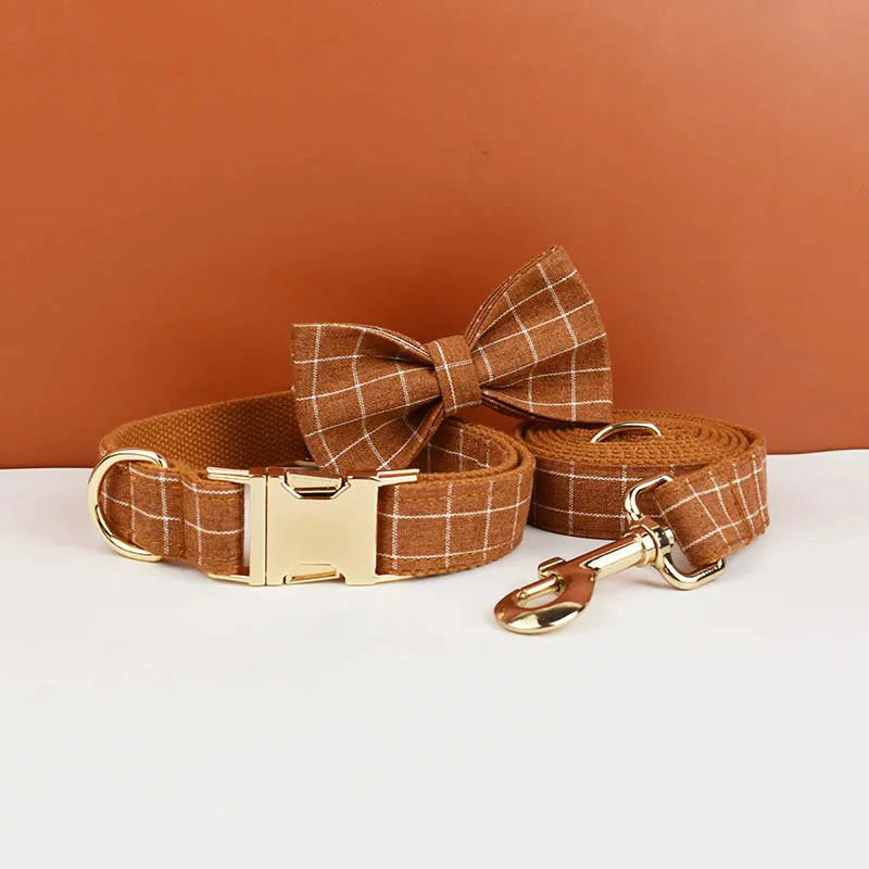 LovelyRLovely Leash LovelyRLovely Brown Grid Soft Cotton Pet Accessories