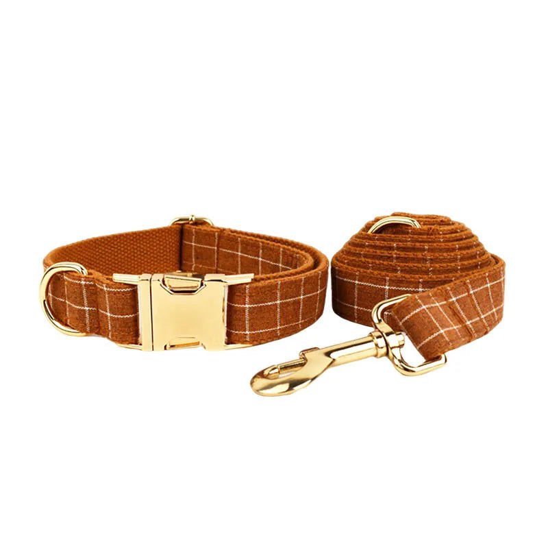 LovelyRLovely Leash LovelyRLovely Brown Grid Soft Cotton Pet Accessories