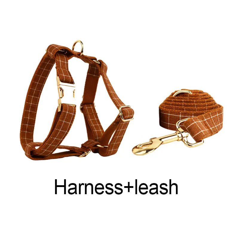 LovelyRLovely Leash LovelyRLovely Brown Grid Soft Cotton Pet Accessories