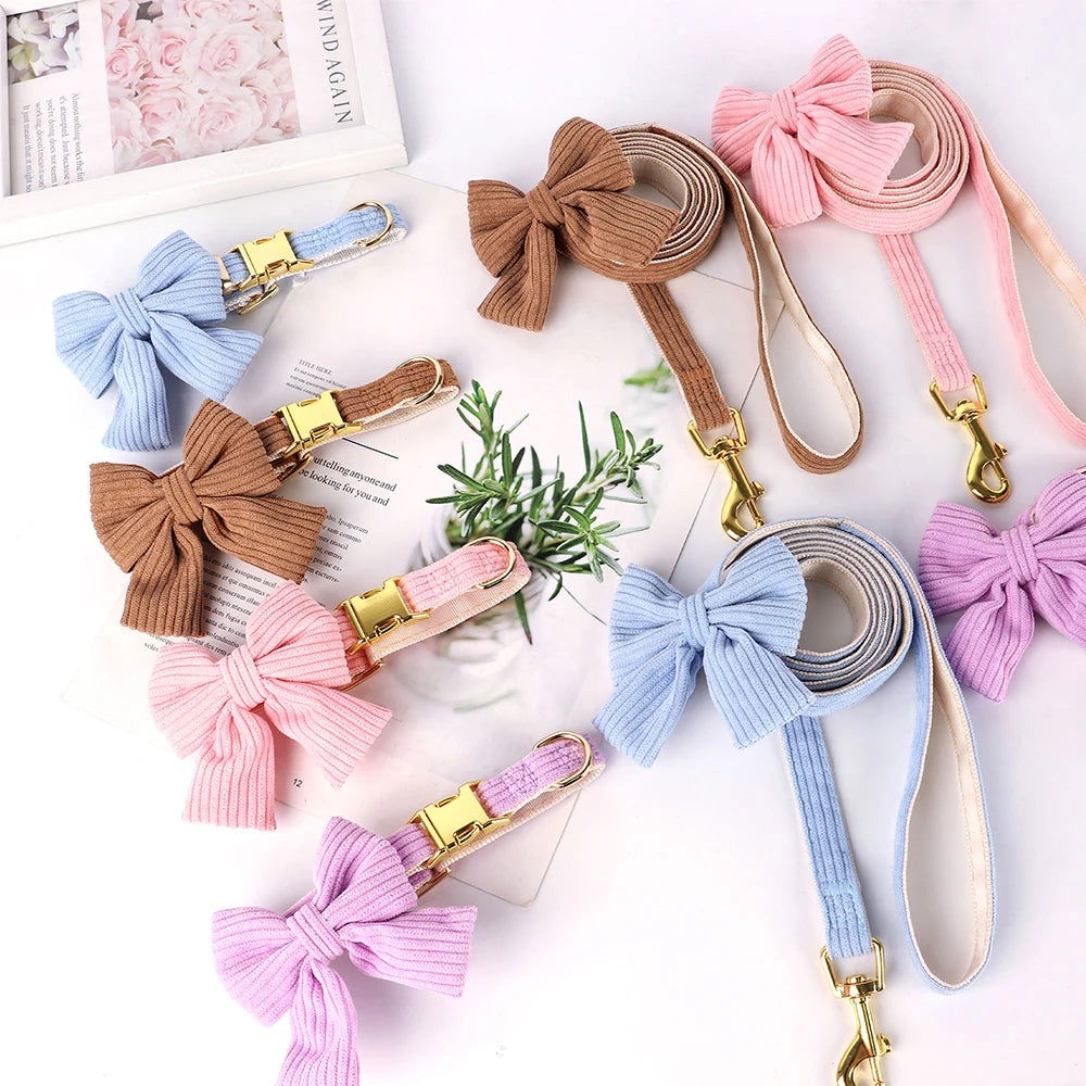 LovelyRLovely Leash LovelyRLovely Cute Dog Collar Leash Set With Bowknot