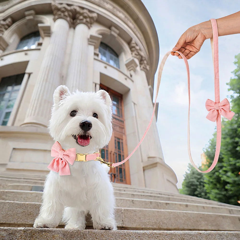 LovelyRLovely Leash LovelyRLovely Cute Dog Collar Leash Set With Bowknot