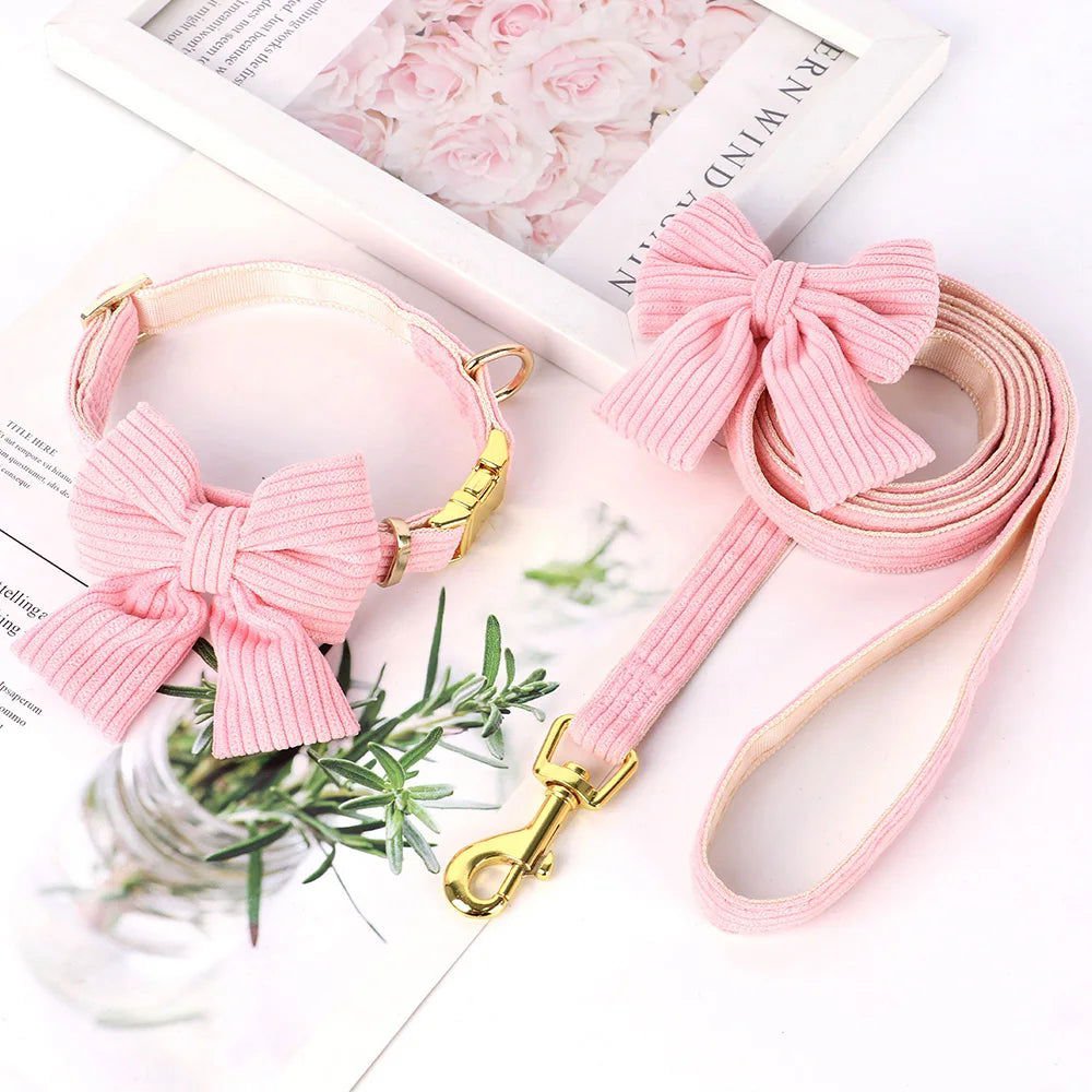 LovelyRLovely Leash Pink / S LovelyRLovely Cute Dog Collar Leash Set With Bowknot