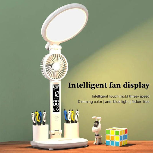 LovelyRLovely LED Clock Table Lamp USB Chargeable Dimm LovelyRLovely Plug-in LED USB Chargeable Table Clock Lamp With Fan