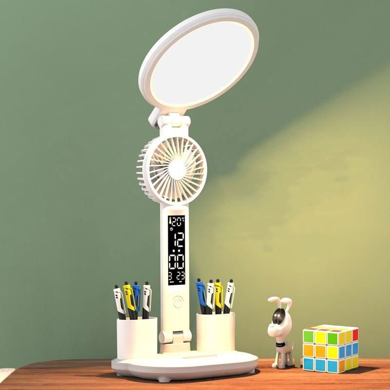 LovelyRLovely LED Clock Table Lamp USB Chargeable Dimm LovelyRLovely Plug-in LED USB Chargeable Table Clock Lamp With Fan