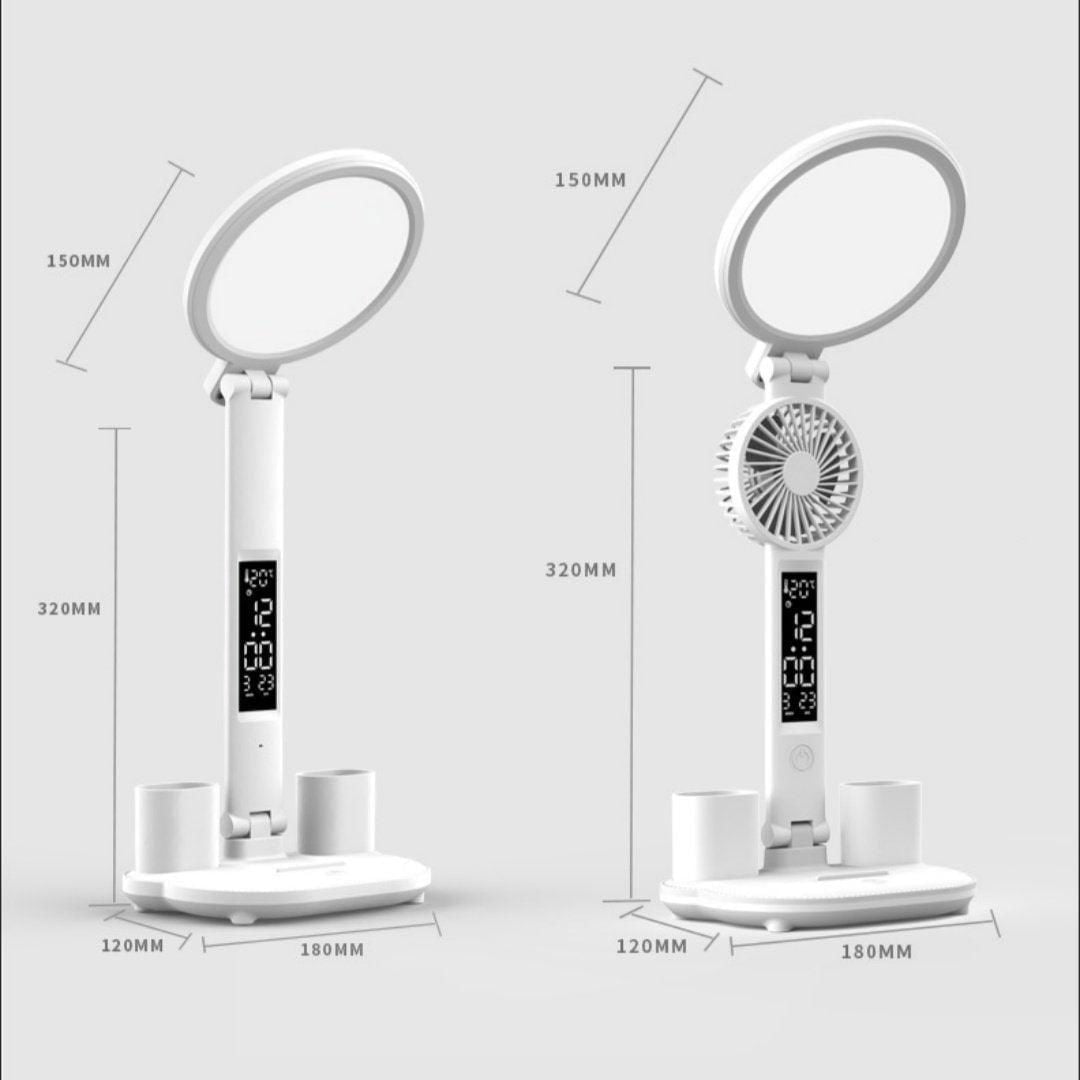 LovelyRLovely LED Clock Table Lamp USB Chargeable Dimm LovelyRLovely Plug-in LED USB Chargeable Table Clock Lamp With Fan