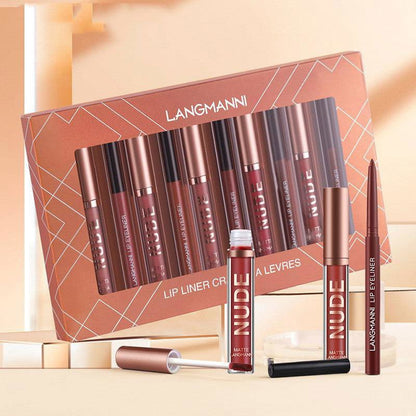 LovelyRLovely Lip Liner And Lipstick Makeup 12 Pcs Set As shown lovelyrlovely Waterproof 6PCS Lip Liner Pen With 12 Pcs Matte Lipstick