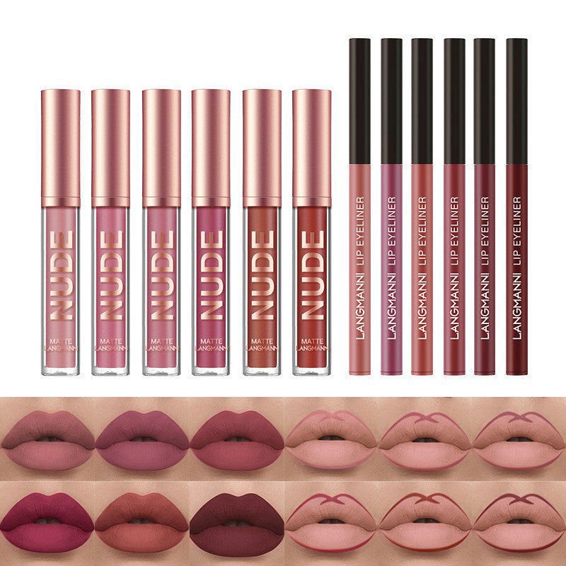 LovelyRLovely Lip Liner And Lipstick Makeup 12 Pcs Set lovelyrlovely Waterproof 6PCS Lip Liner Pen With 12 Pcs Matte Lipstick