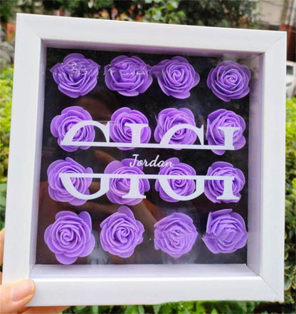 LovelyRLovely Love Flower Box Mother's Day Gift Dark Violet / Black Frame / 10inch LovelyRLovely  Enclosed Flower Gift Box