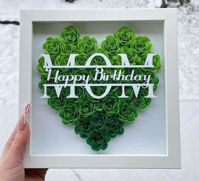 LovelyRLovely Love Flower Box Mother's Day Gift Green / Black Frame / 10inch LovelyRLovely  Enclosed Flower Gift Box