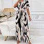 LovelyRLovely LovelRLovely V-neck Loose Printed Long J 2XL / Black And White LovelRLovely V-neck Loose Printed Long Jumpsuit