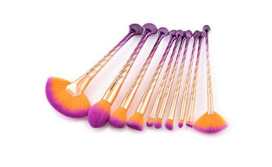 LovelyRLovely LovelyRLovely 10pcs Gold Purple Gradien default LovelyRLovely 10pcs Shell Gold Purple Gradient Brush Set