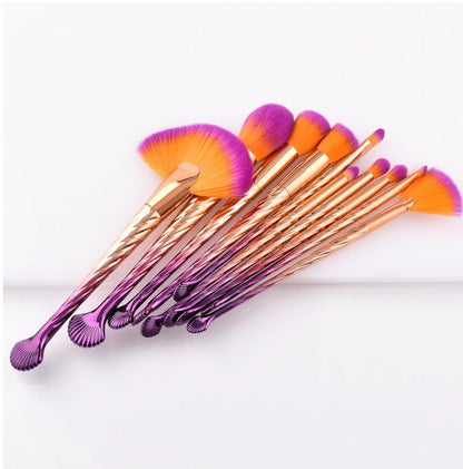 LovelyRLovely LovelyRLovely 10pcs Gold Purple Gradien default LovelyRLovely 10pcs Shell Gold Purple Gradient Brush Set