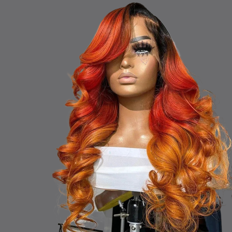 LovelyRLovely LovelyRLovely 13x6 Ombre Red Orange Lace Frontal Wig