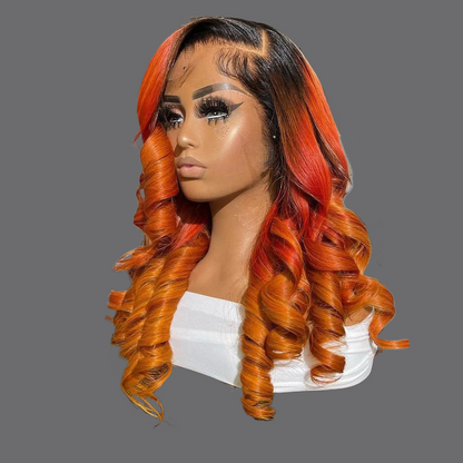 LovelyRLovely LovelyRLovely 13x6 Ombre Red Orange Lace Frontal Wig