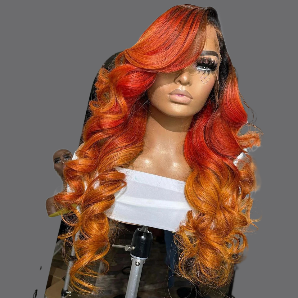 LovelyRLovely LovelyRLovely 13x6 Ombre Red Orange Lace Frontal Wig