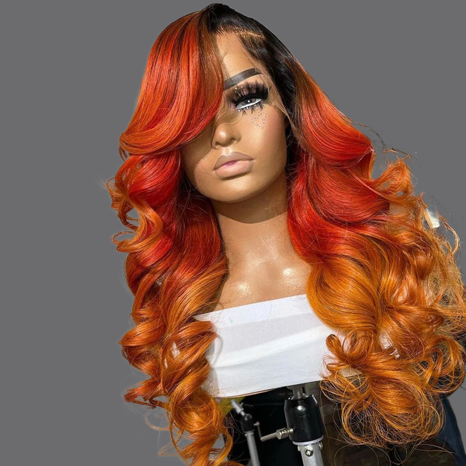 LovelyRLovely LovelyRLovely 13x6 Ombre Red Orange Lace Frontal Wig