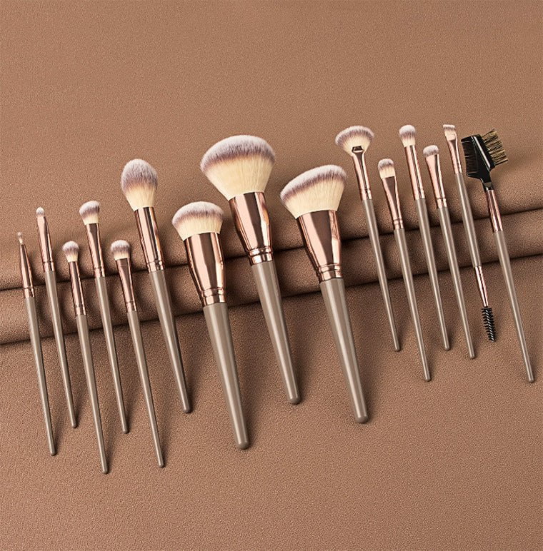 LovelyRLovely LovelyRLovely 15 Beauty Makeup Brush Set 15PCS Brown LovelyRLovely 15 Beauty Makeup Brush Set