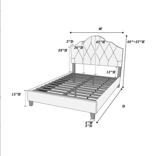 LovelyRLovely LovelyRLovely 1pc Queen Size Adjustable Light Brown LovelyRLovely 1pc Queen Size Adjustable HB Bedframe