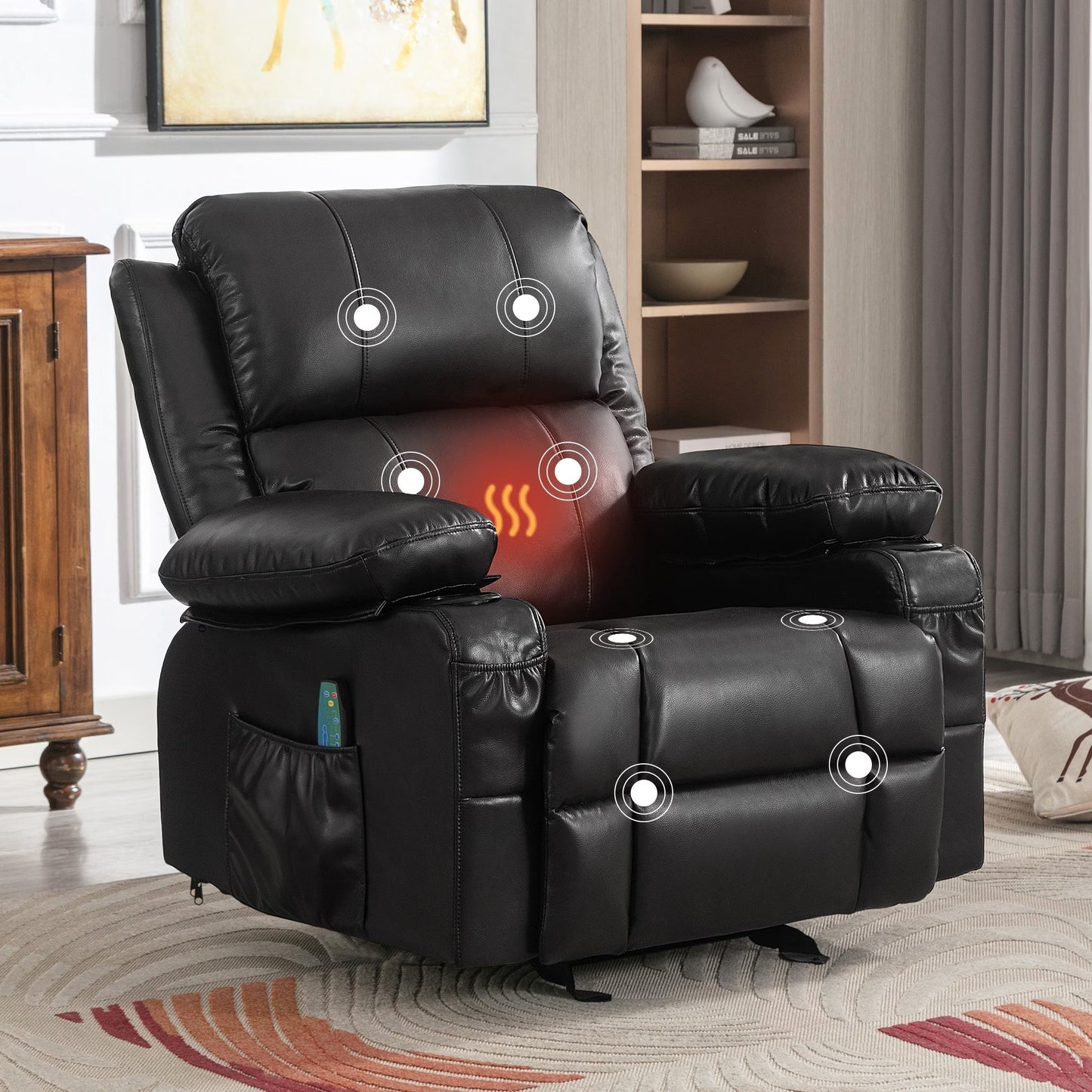 LovelyRLovely LovelyRLovely 2 Cup Holders Recliner Roc Black LovelyRLovely 2 Cup Holders Recliner Rocking Chair