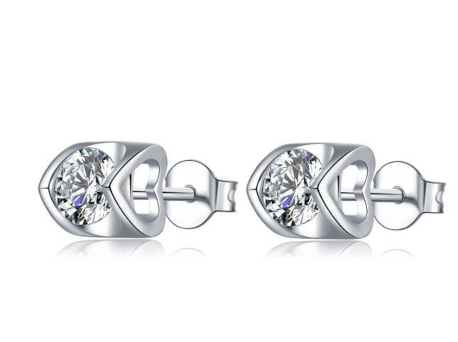 LovelyRLovely LovelyRLovely 2 Piece S925 Sterling Silv 0.5ct Moissanite Stud Earrings LovelyRLovely 2 Piece S925 Sterling Silver Inlaid Moissanite Stud Necklace Set