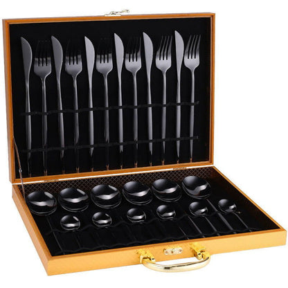 LovelyRLovely LovelyRLovely 24pcs Luxury Cutlery Set Black / With Box LovelyRLovely 24pcs Luxury Cutlery Set