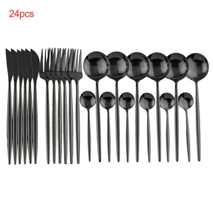 LovelyRLovely LovelyRLovely 24pcs Luxury Cutlery Set Full black / Without box LovelyRLovely 24pcs Luxury Cutlery Set