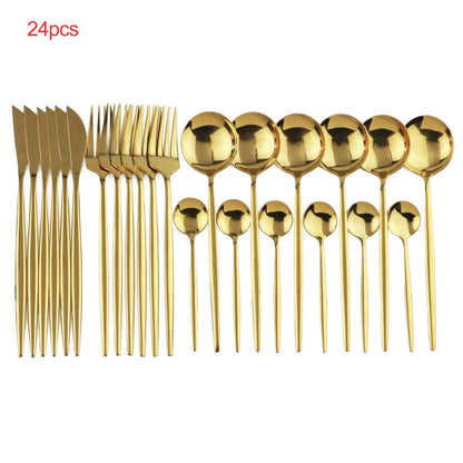 LovelyRLovely LovelyRLovely 24pcs Luxury Cutlery Set Golden / Without box LovelyRLovely 24pcs Luxury Cutlery Set