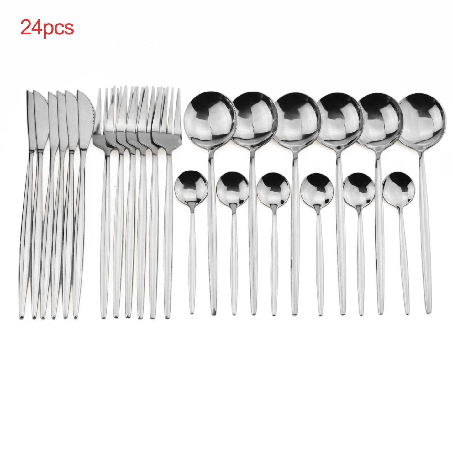 LovelyRLovely LovelyRLovely 24pcs Luxury Cutlery Set Silver / Without box LovelyRLovely 24pcs Luxury Cutlery Set