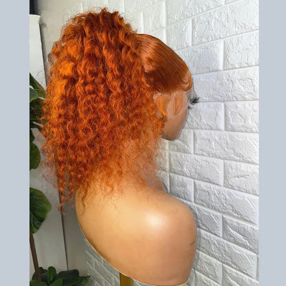 LovelyRLovely LovelyRLovely 26” Pre-plucked Ginger Orange Glueless  Kinky Curly Lace Front Wig