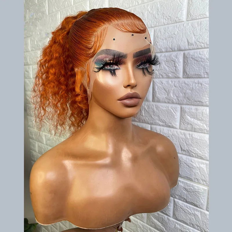 LovelyRLovely LovelyRLovely 26” Pre-plucked Ginger Orange Glueless  Kinky Curly Lace Front Wig