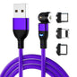 LovelyRLovely LovelyRLovely 3-1 540 Degree Blind Suct 0.5M line Android Apple TC / Purple LovelyRLovely 3 In 1 540 Degree Blind Suction Round Magnetic Charging Cable