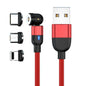 LovelyRLovely LovelyRLovely 3-1 540 Degree Blind Suct 3M Android Apple TC / Red LovelyRLovely 3 In 1 540 Degree Blind Suction Round Magnetic Charging Cable