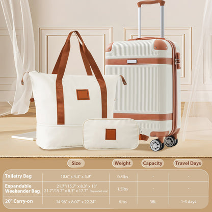 LovelyRLovely LovelyRLovely 3-piece Suitcase White LovelyRLovely 3-piece Suitcase